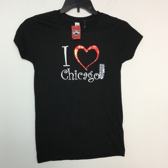 The Concert Tee Tops - I Love ❤️ Chicago S T-Shirt Top Black Crewneck NWT